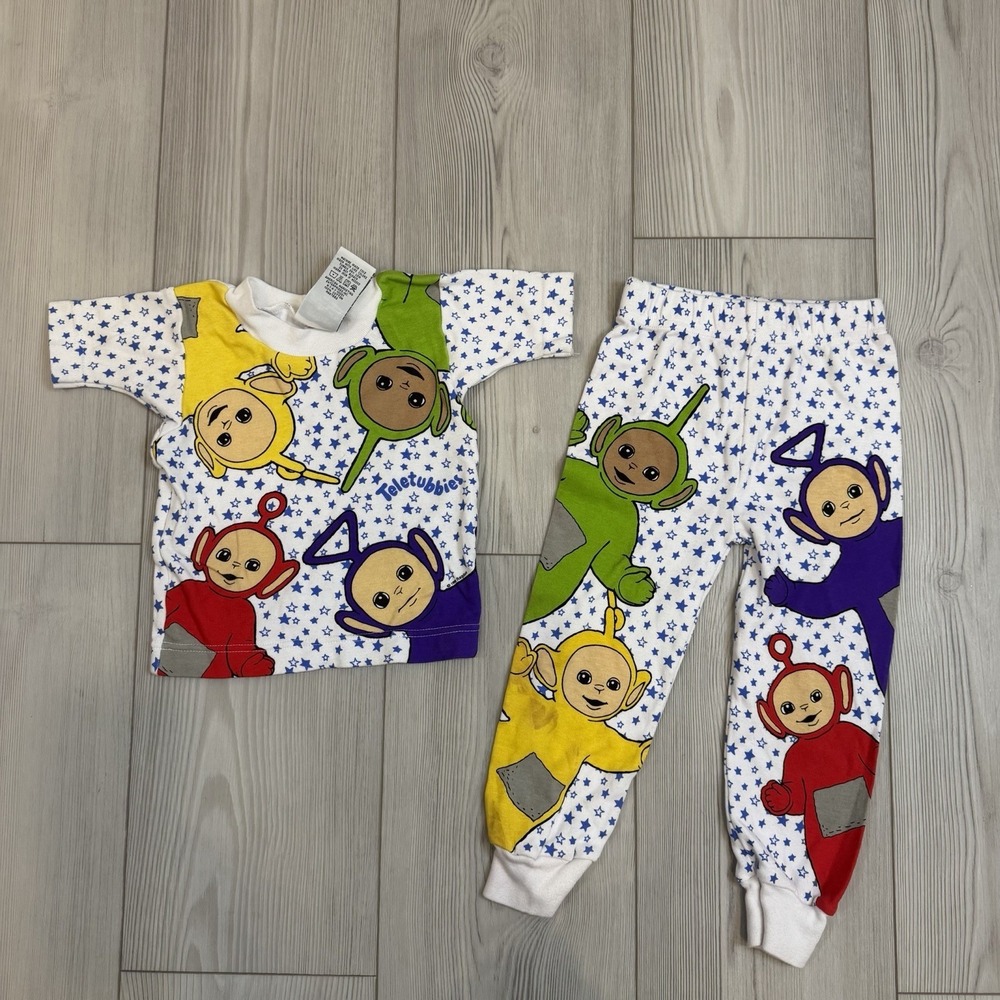 RARE Vintage Teletubbies Size 24M Pajama Set Shirt & Pants 1999 READ